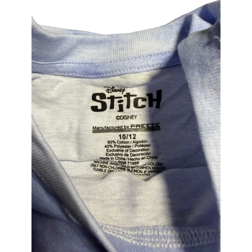 Disney Stitch T Shirt Kids New 10/12 Blue Tie Dye Embroidered Graphic Tee
